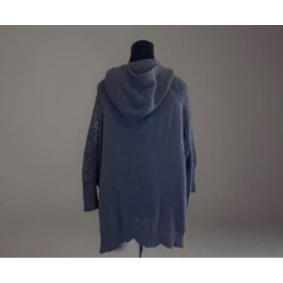 Roxy Sweater Navy Blue Sz M Open Cardigan Hood Mesh Sleeves Cotton Beach 90s Y2K - Picture 4 of 12